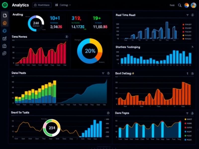 Data analytics dashboard with charts and graphs
