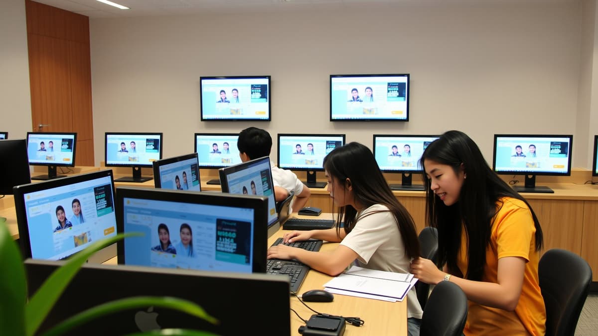 Thai students using digital examination system